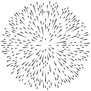 Random radial lines explosion effect. Radiating stripes circular pattern Illustrazione stock