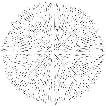 Random radial lines explosion effect. Radiating stripes circular pattern Illustrazione stock