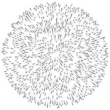 Random radial lines explosion effect. Radiating stripes circular pattern Stock Illustration