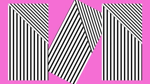 Random rectangular shapes with striped pattern motion on solid pink background Stock Footage 147395927