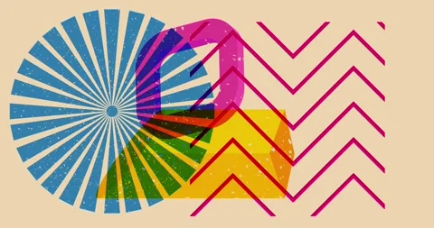 Random Risograph style Object shapes Stock Footage 299492269