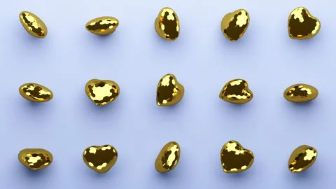 Random rotating golden 3d hearts pattern. Love concept with for Valentines day. Stock Footage 299564812