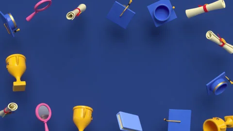 Random rotating graduation elements with copy space. Stock Footage 269878386