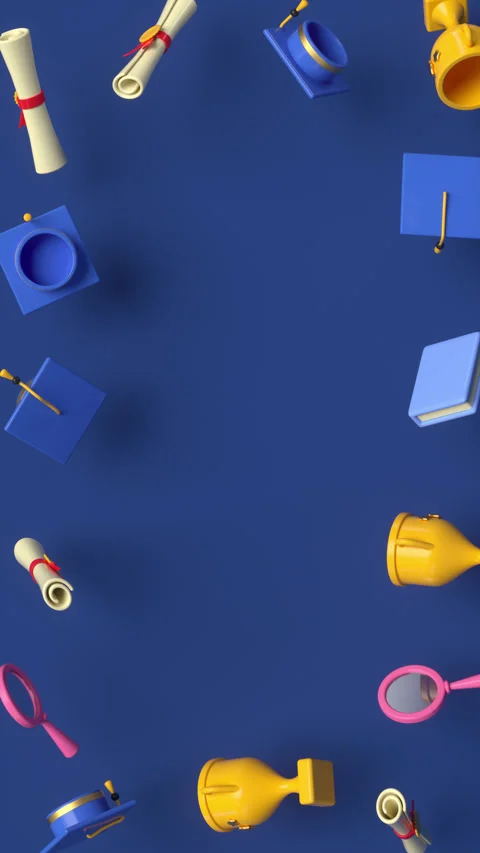 Random rotating graduation elements with copy space. Stock Footage 305295612