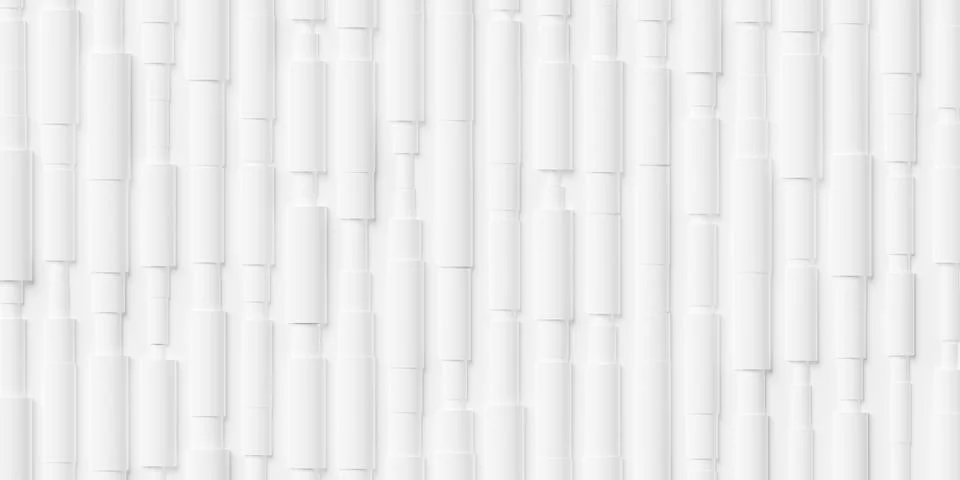 Random scaled array of white polygon geometrical cylinders pattern backgrou.. Stock Illustration