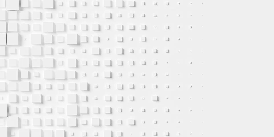 Random scaled white cube boxes block background wallpaper banner fade out w.. 스톡 일러스트
