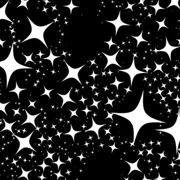 Random, scattered 4-pointed stars placed densely. Monochrome pattern / backgr イラスト素材