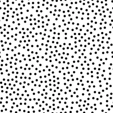 Random scattered polka dots, abstract black and white background. Stock Illustration