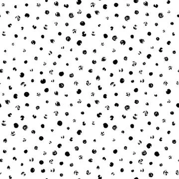 Random scattered polka dots, abstract black and white background. Stockillustratie