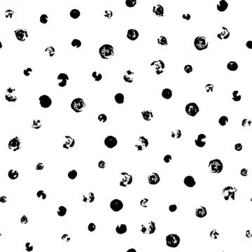 Random scattered polka dots, abstract black and white background. Stock Illustration