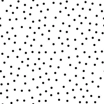 Random scattered polka dots, abstract black and white background. Stock Illustration