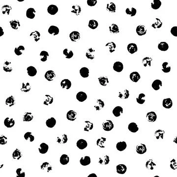 Random scattered polka dots, abstract black and white background. Stock Illustration