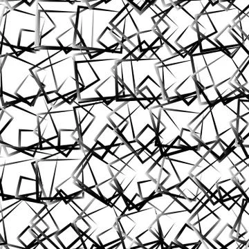 Random, scattered squares abstract uncolored geometric pattern Stock Illustration