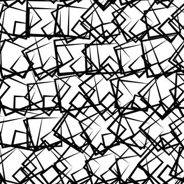 Random, scattered squares abstract uncolored geometric pattern 스톡 일러스트