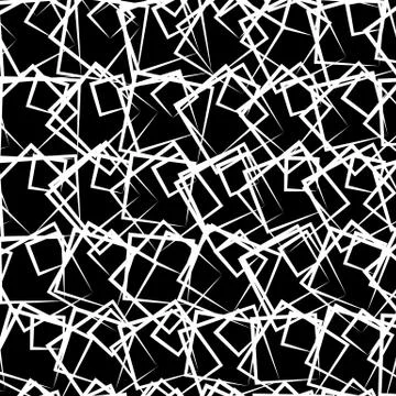 Random, scattered squares abstract uncolored geometric pattern Stock Illustration