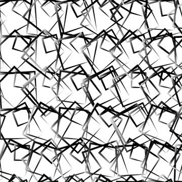 Random, scattered squares abstract uncolored geometric pattern Stock Illustration