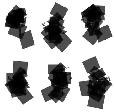 Random, scattered transparent rectangle, square element set. Illustrazione stock