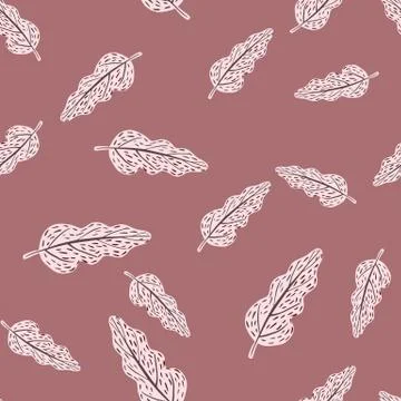 Random seamless doodle pattern with leaf elements. Shapes simple ornament on  Illustrazione stock
