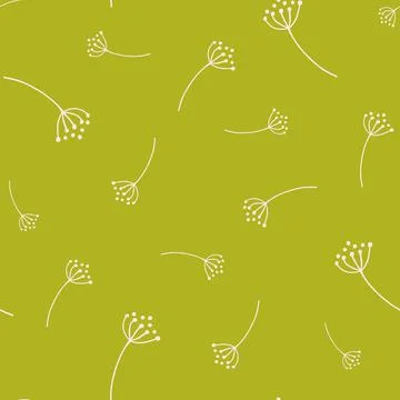 Random seamless doodle pattern with random outline rowan berry shapes. Yellow Stock Illustration