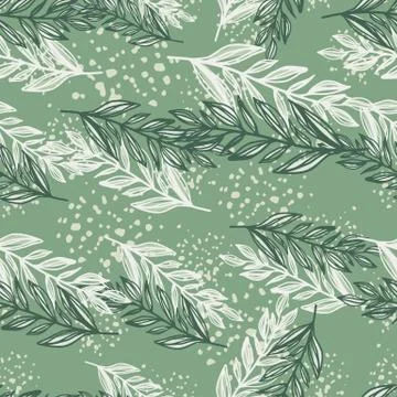 Random seamless floral patten with stylized outline branches elements. White  Stockillustratie