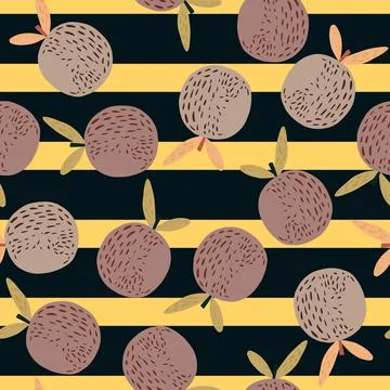 Random seamless fruit pattern with vitamin mandarins ornament. Striped bright Stock Illustration