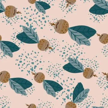 Random seamless hand drawn radish elements pattern. Dark turquoise leaves and イラスト素材