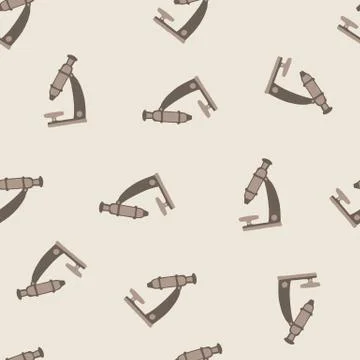Random seamless minimalistic pattern with simple microscope silhouettes. Grey 库存插图