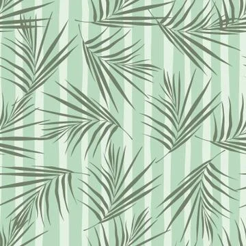 Random seamless pattern with creative minimalistic fern leafs ornament. Light Illustrazione stock