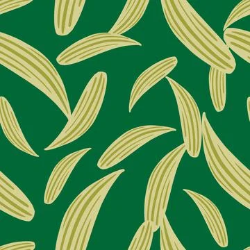 Random seamless pattern with decorative doodle lily of the valley leaf print. Stock Illustration