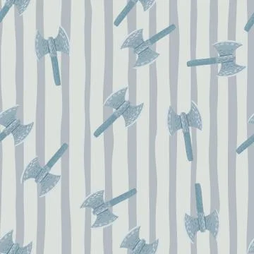 Random seamless pattern with doodle ancient viking ax silhouettes. Scandinavi Illustrazione stock