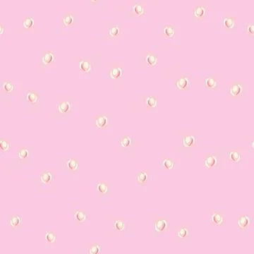 Random seamless pattern with doodle pearls silhouettes. Aqua bubbles on pink  Stock Illustration