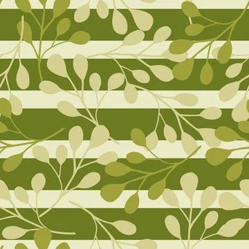 Random seamless pattern with eucalyptus leaves elements shapes. Green and gre Illustrazione stock