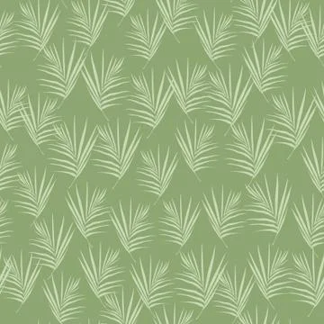 Random seamless pattern with fern leafs ornament. Exotic foliage print with g Illustrazione stock