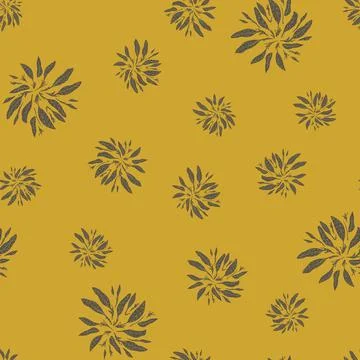 Random seamless pattern with grey colored simple foliage shapes ornament. Pal 스톡 일러스트