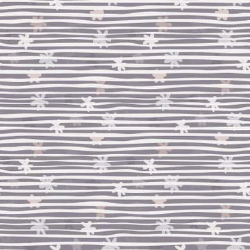 Random seamless pattern with light flower elements on stripped background in  스톡 일러스트