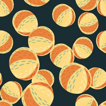 Random seamless pattern with light orange colored beach ball elements. Dark n Stock Illustration