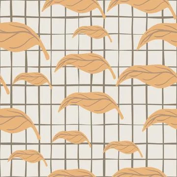 Random seamless pattern with orange pastel leaf elements mandarin shapes. Gre Stock Illustration
