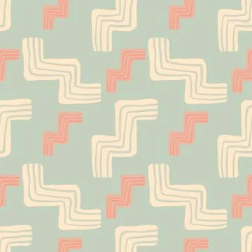 Random seamless pattern in pastel tones with zigzag elements. Design in pink  Illustrazione stock