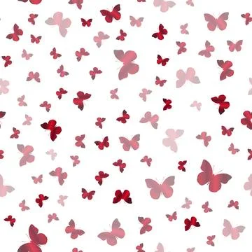 Random seamless pattern with red butterflies, vector illustration Illustrazione stock