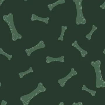 Random seamless pattern with scary bones silhouettes. Green dark palette horr 스톡 일러스트