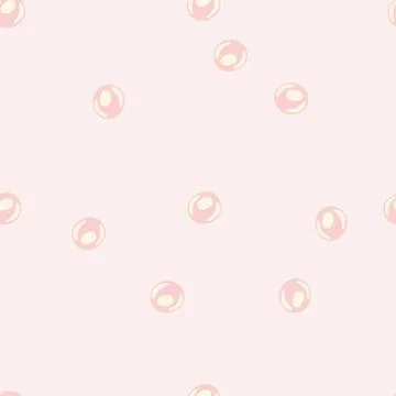 Random seamless pearls pattern with pale palette. Light pink tones aqua bubbl Illustrazione stock