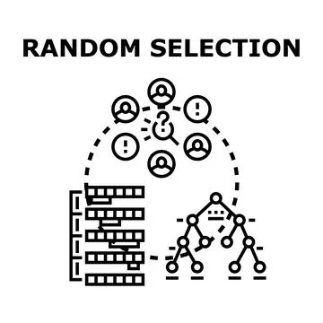 Random selection process choosing data and user profiles Illustrazione stock