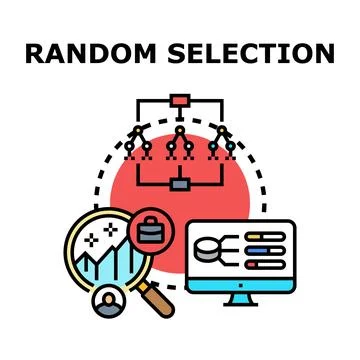 Random selection process for data analysis and research Illustrazione stock