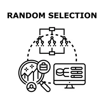Random selection process for data analysis and research Stock Illustration