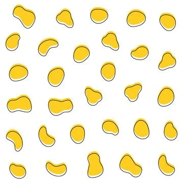 Random shapes. Yellow blobs, round abstract organic shape collection. Pebble Stock Illustration