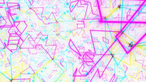 Random Sharp Hard Neon Lights Lines in White Space Stock Footage 143895872