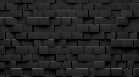 Random shifted  black cube boxes block background wallpaper Illustrazione stock