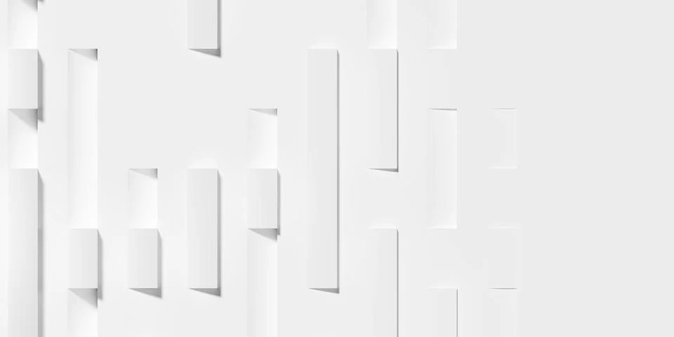 Random shifted scattered white rectangle cubes fading out geometrical backg.. Stock Illustration