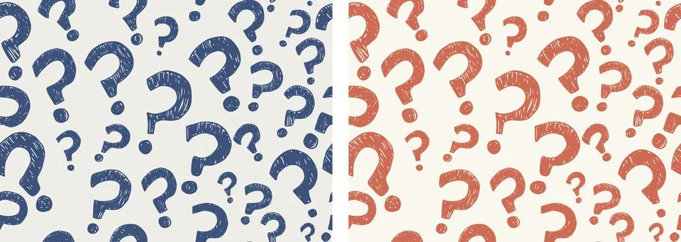 Random sign question marks seamless pattern background. Backdrop interrogation Illustrazione stock