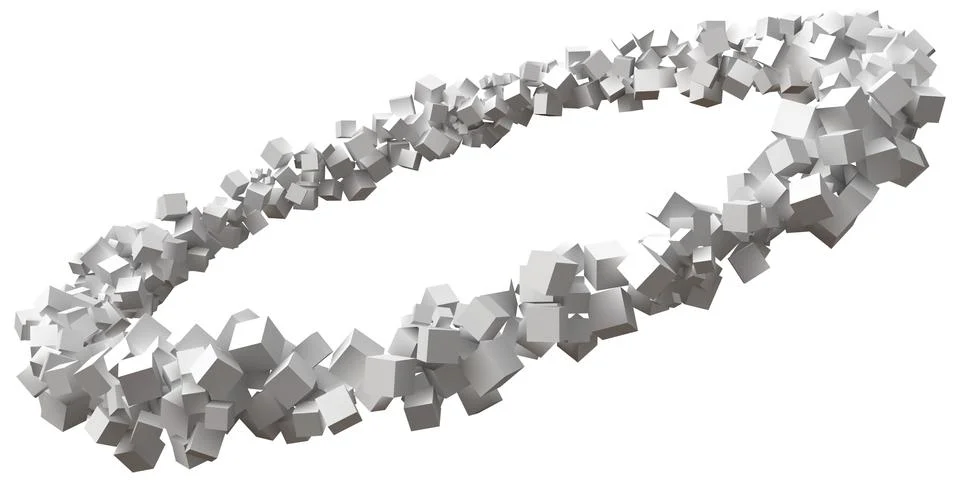 Random sized cubes rotating in eliptic orbit. 스톡 일러스트